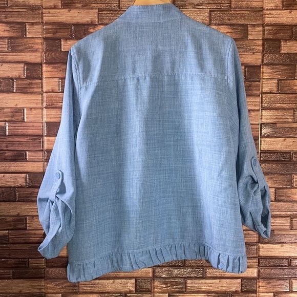 Vintage Womens Bon Worth light Blue Polyester 80’s Large Retro Blazer - Picture 3 of 11